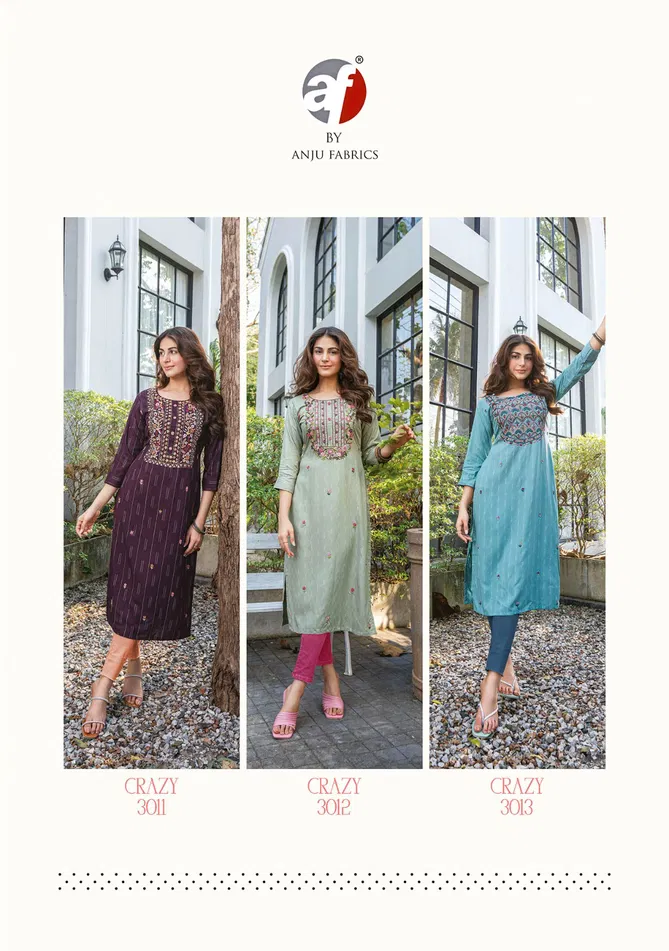 Crazy Vol 5 By AF Viscose Rayon Designer Kurtis Wholesale Price In Surat